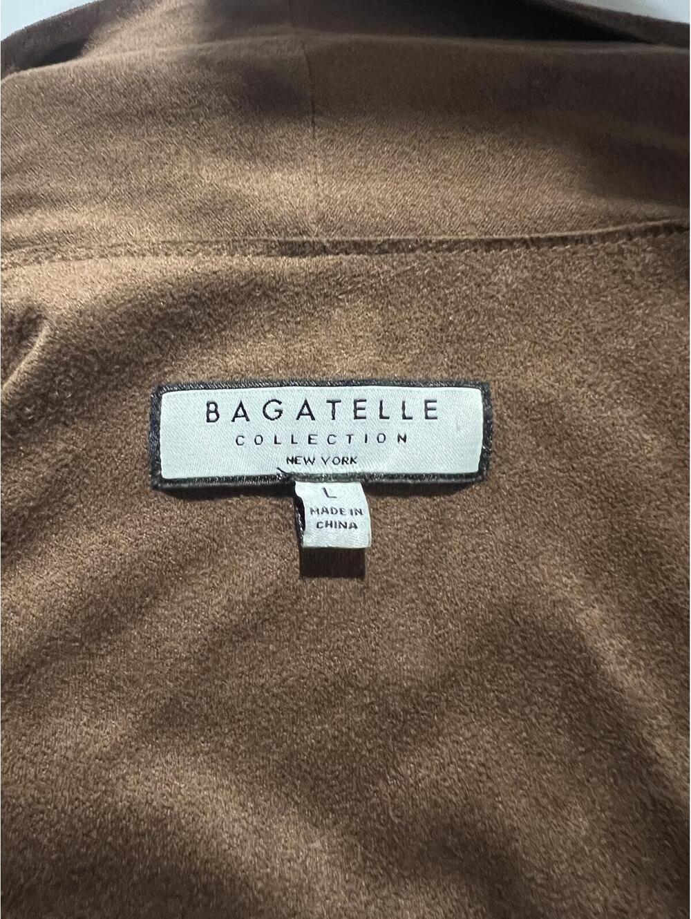 Bagatelle Faux Suede Jacket Womens L Brown Drape Open Front Moto Chic - Picture 6 of 8